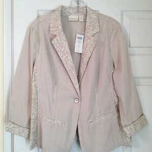 Chico’s Lace Detail Striped Blazer Jacket
